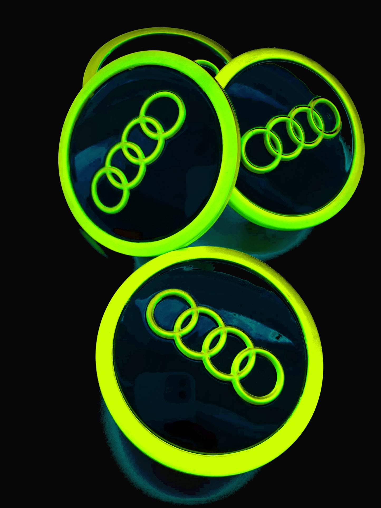 Felgendeckel 8T0 601 170 A 69mm Schwarz Glanz Grün für Audi