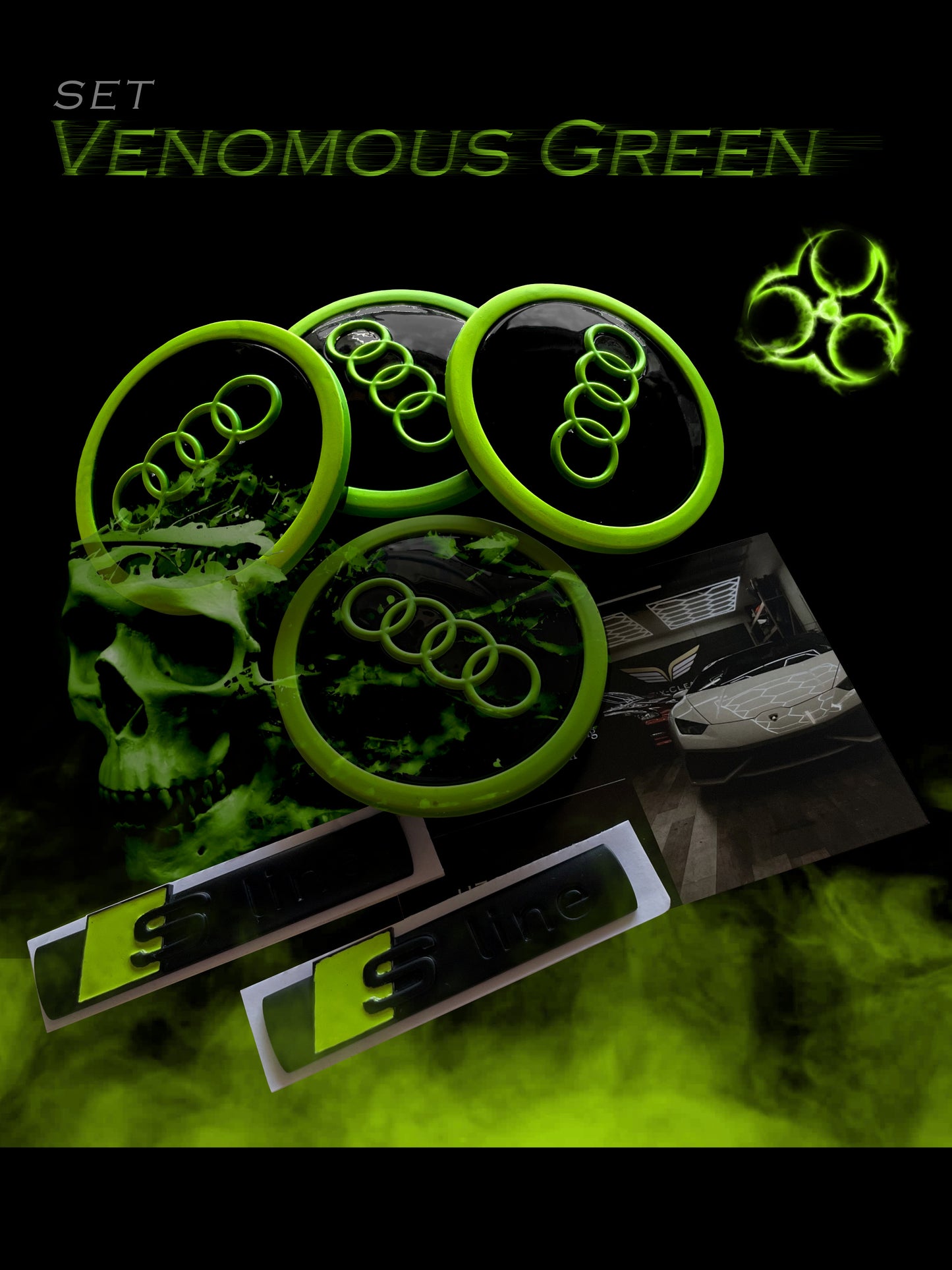 Bundle-Set Audi Radkappennaben Grün