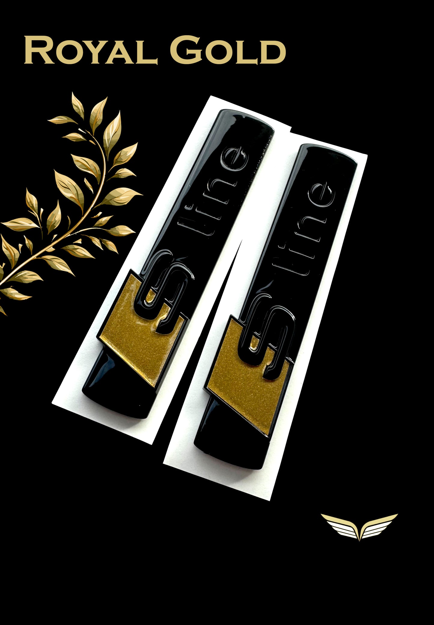 Original Audi Sline Emblem Badge 8N0853601A AUDI Gloss black Royal Gold