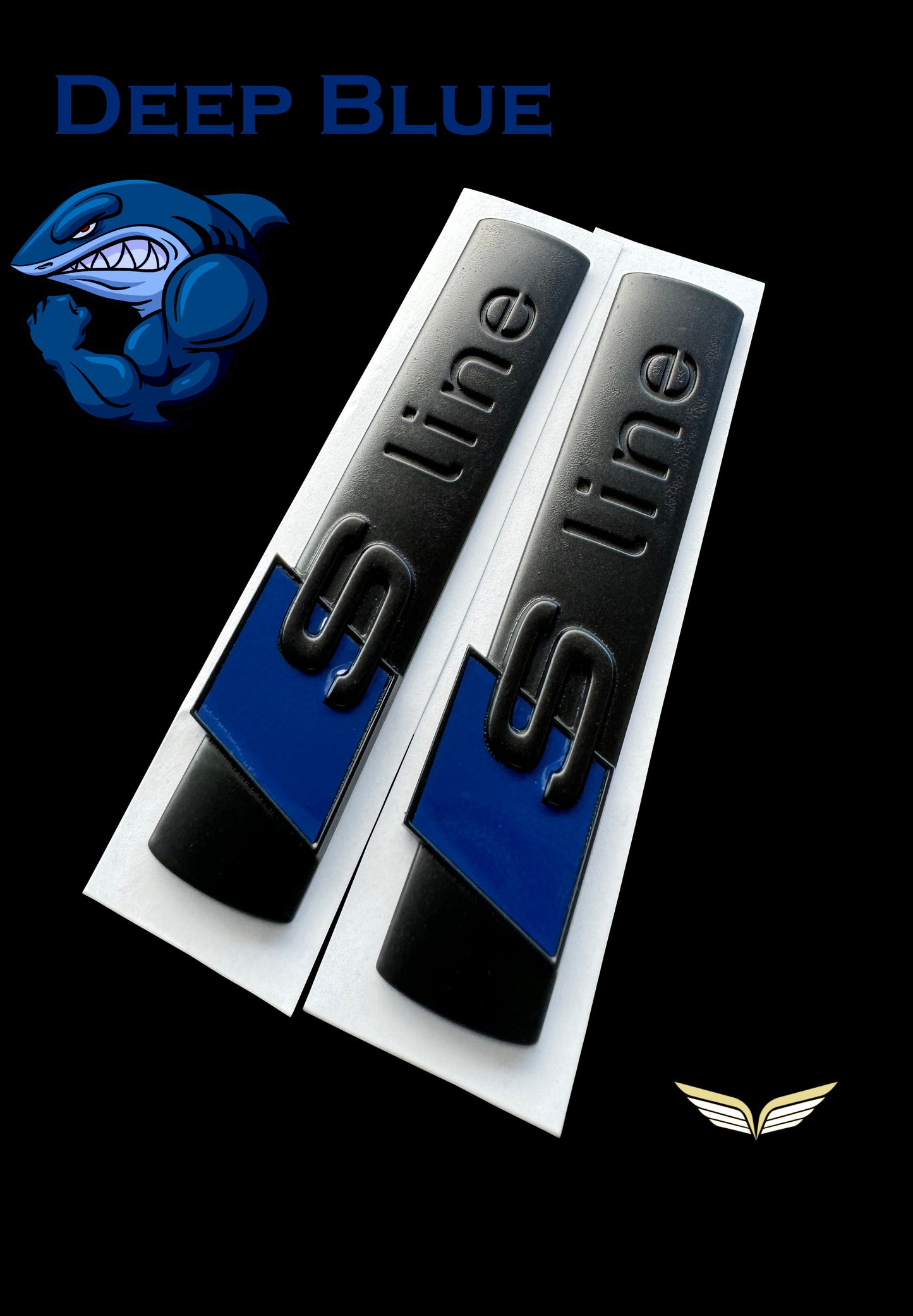 Original Audi Sline Emblems Badges Blau 8N0 853 601 A Matt Black Blue