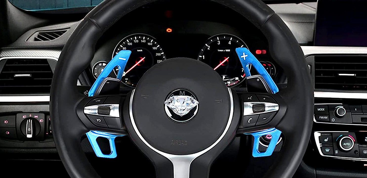 Blaue Schaltwippenverlängerungen für BMW Modelle