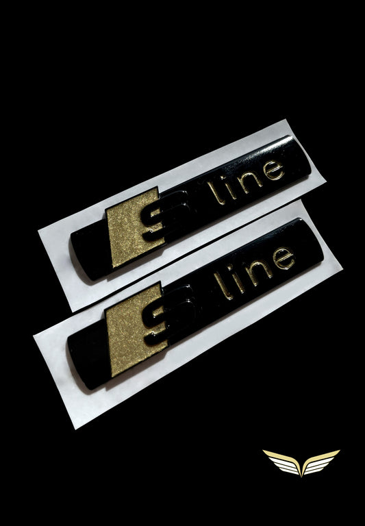 Original Audi Sline Emblem Gold Black Gloss