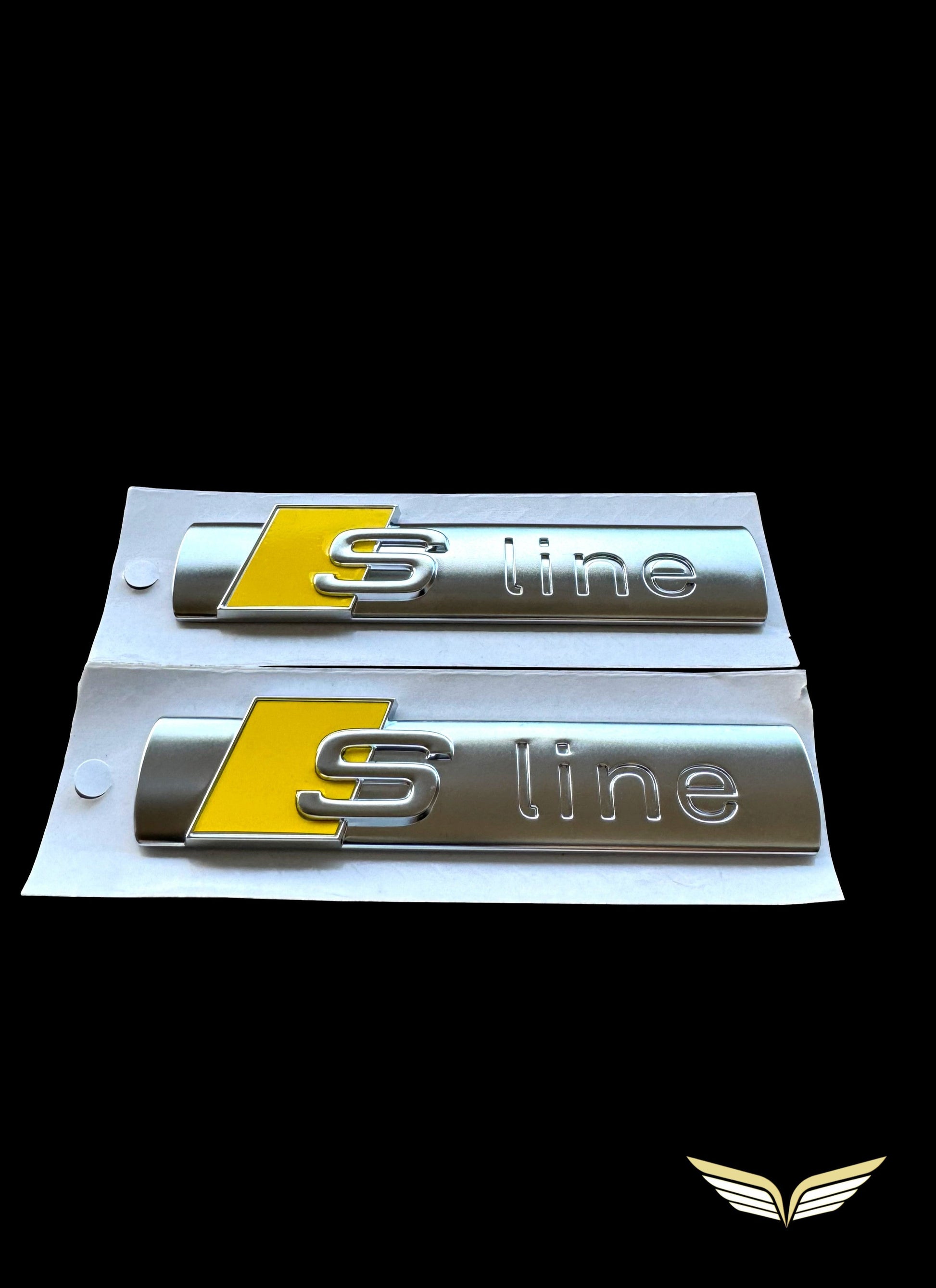 Original Audi_Sline Emblem 8N0 853 601 A Chrome Bright Yellow