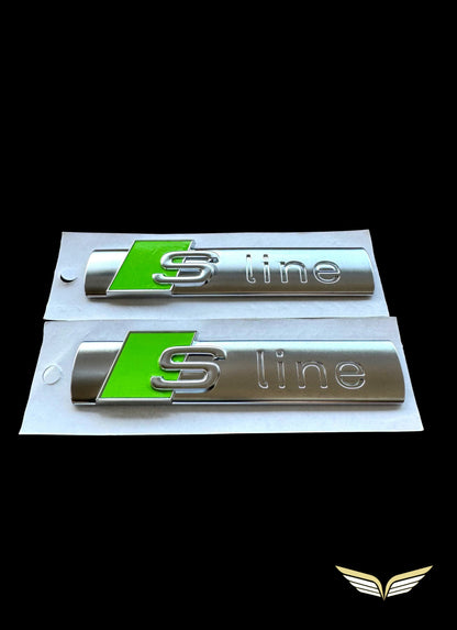 Original Audi_Sline Emblem 8N0 853 601 A Chrome Lime Green