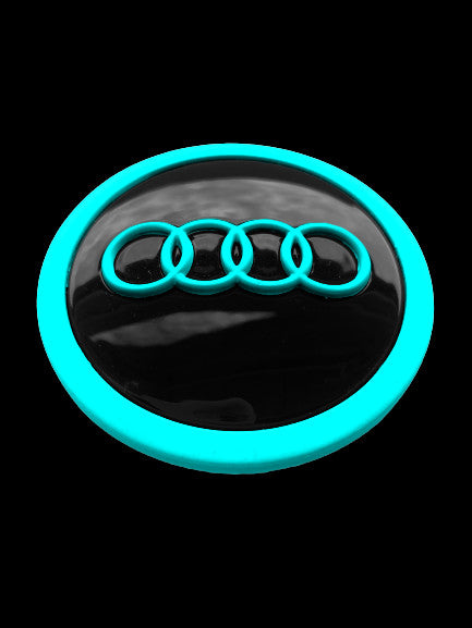 Felgendeckel Türkis 69mm Schwarz Glanz für Audi